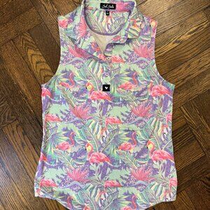 LIKE NEW - Bad Birdie Women's Golf Polo (Tank Top) - Flamingos - Size Small